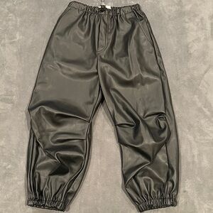 Zara Black Faux Leather Joggers for Kids